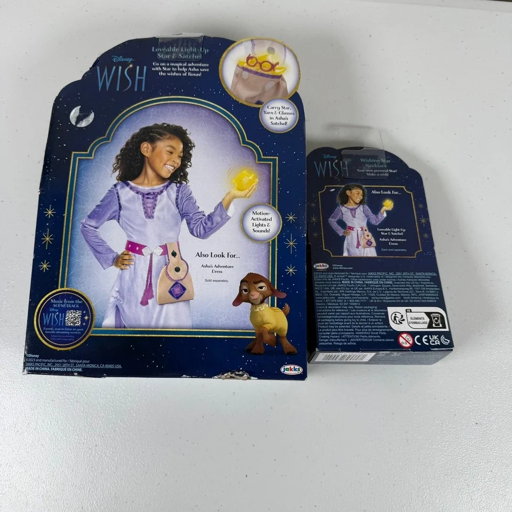 Disney Girls Wish Star Satchel Necklace Yellow Light Up Roleplay Toy Set NIB
